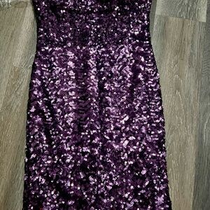 Forever 21 Shimmering Purple Sequin Strapless Dess
